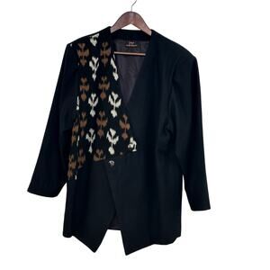 VTG GOGO FOLKLORE OLGA FISCH Blazer Jacket Size L XL Casual Eclectic Indie Chic